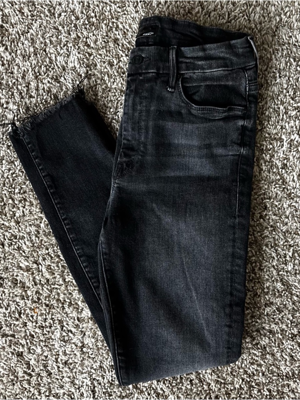 MOTHER Black Faded Skinny Jeans looker ankle fray sz 29